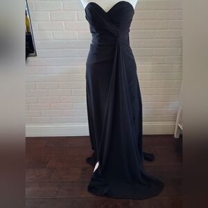 Faviana Strapless Black Sweetheart Draped Evening Gown